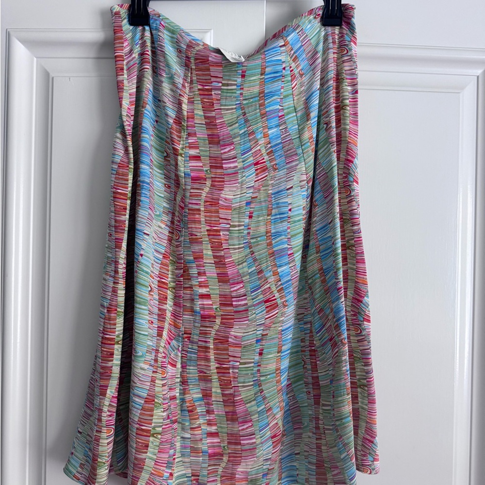 Beth Bowley Blue Pink Asymmetrical A-Line Skirt